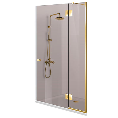 Porta doccia con parete fissa Aqua Line Plus ferramenta 100% INOX rame, barra regolabile, vetro temperato 6 mm