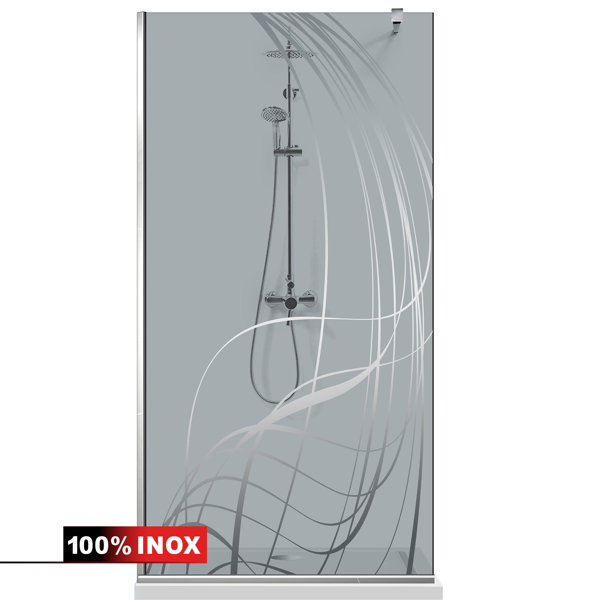Paravan dus Walk-in, Perete dus  Inox, #Gri #Szürke