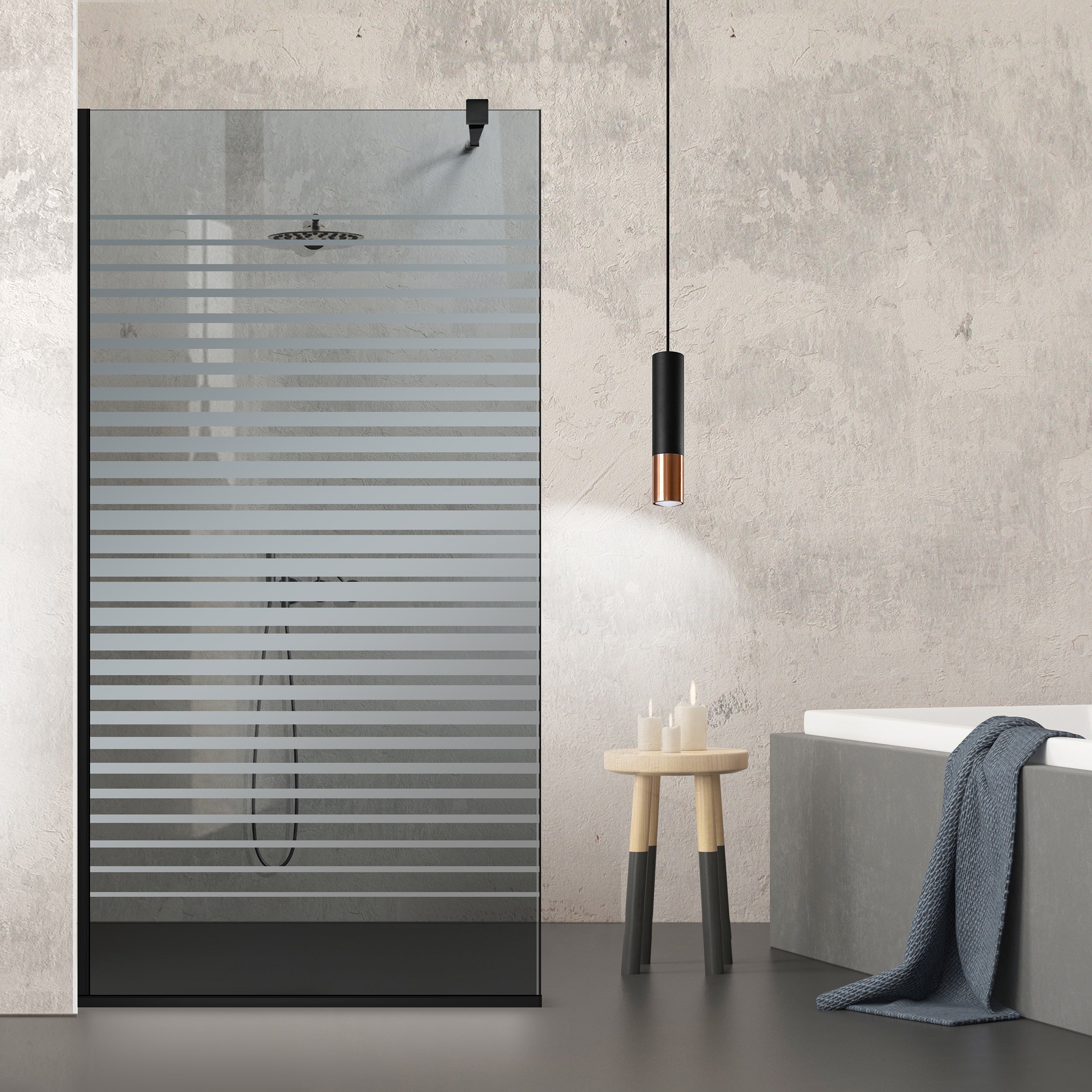 Paravan dus Walk-in, Perete dus  Negru, #Gri