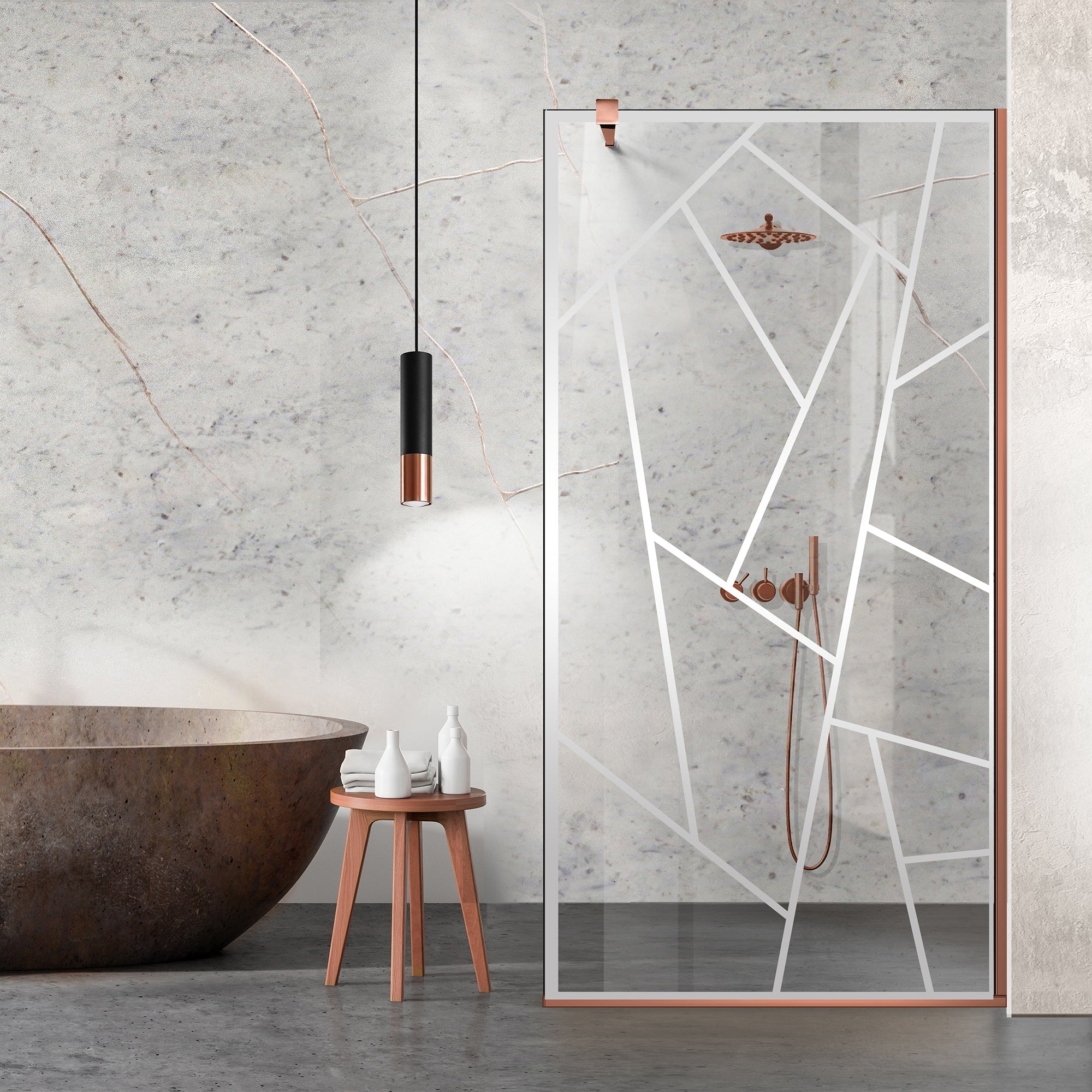Paravan dus Walk-in, Perete dus  Copper, #Clara #Víztiszta