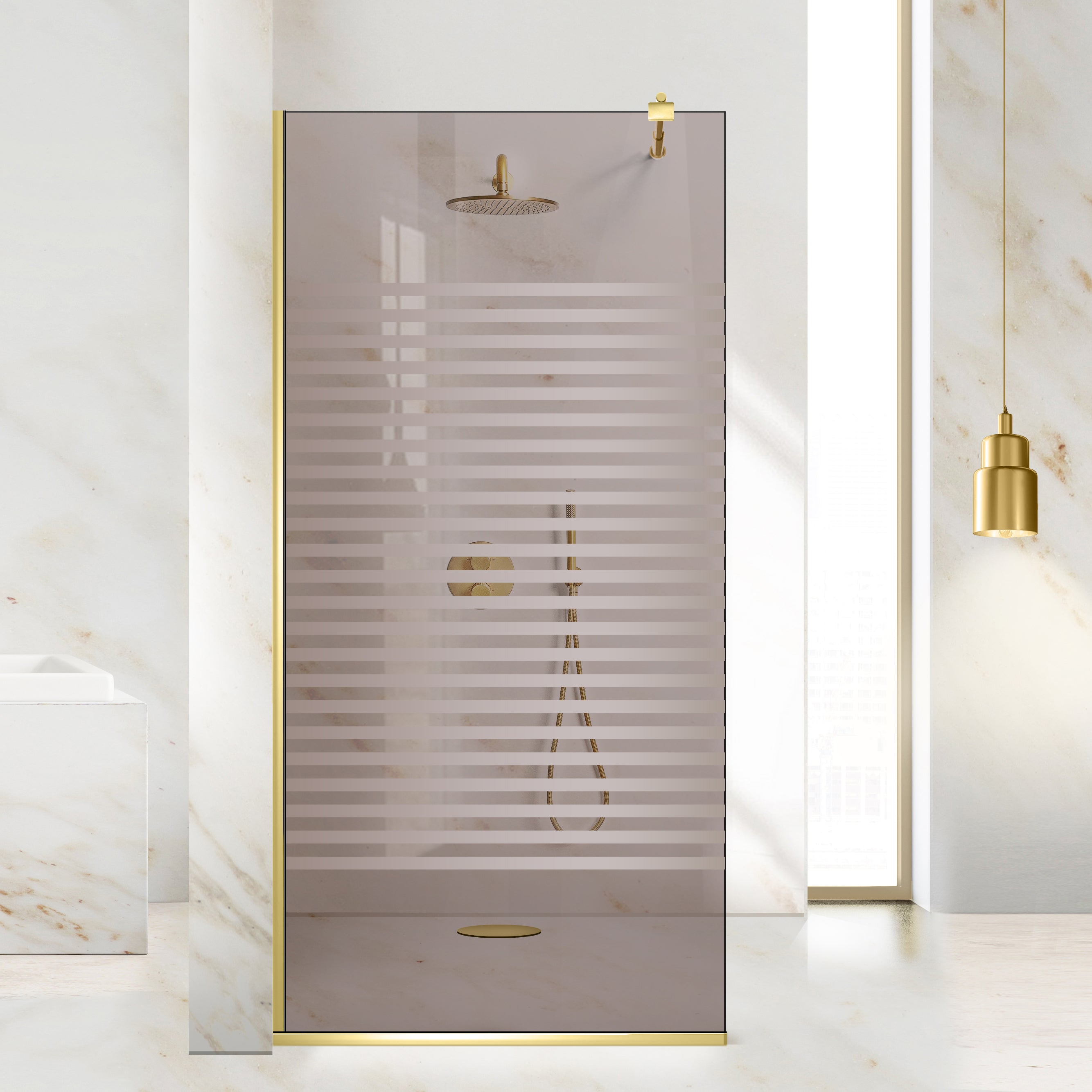 Paravan dus Walk-in, Perete dus  Auriu, #Bronz #Bronz