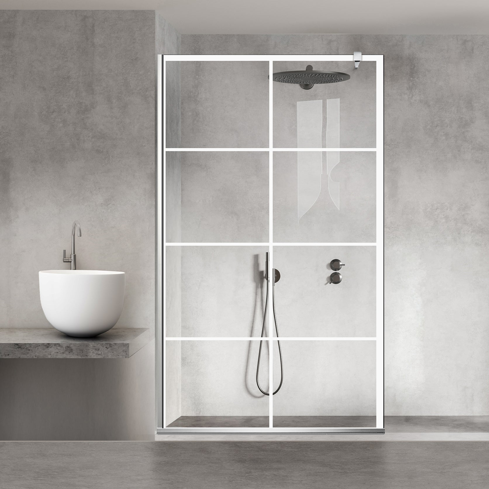 Paravan dus Walk-in, Perete dus  Inox, #Clara