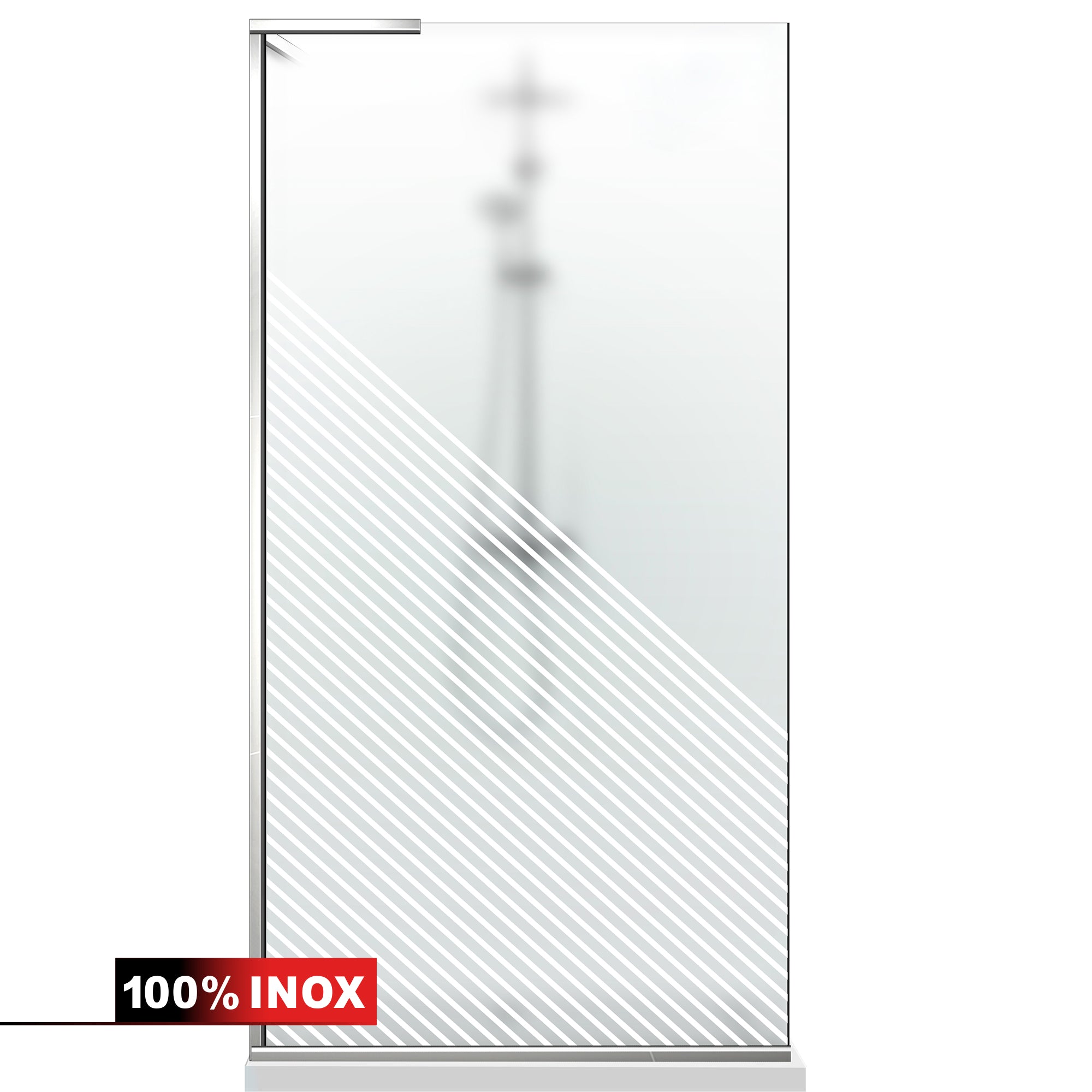 Paravan dus Walk-in, Perete dus Inox, #Mat #Matt