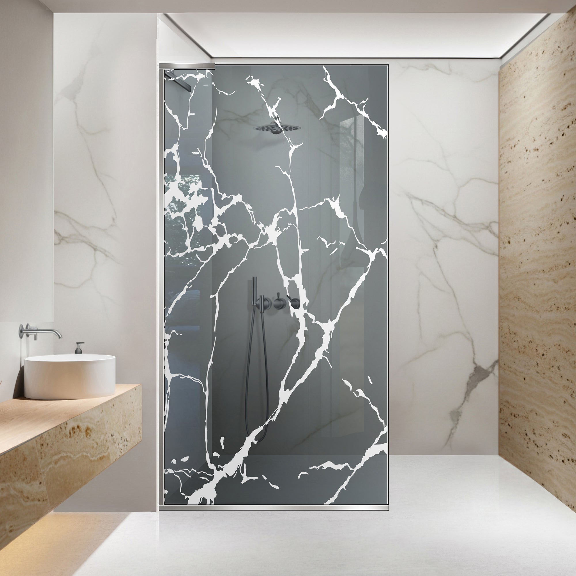 Paravan dus Walk-in, Perete dus Inox, #Gri #Szürke
