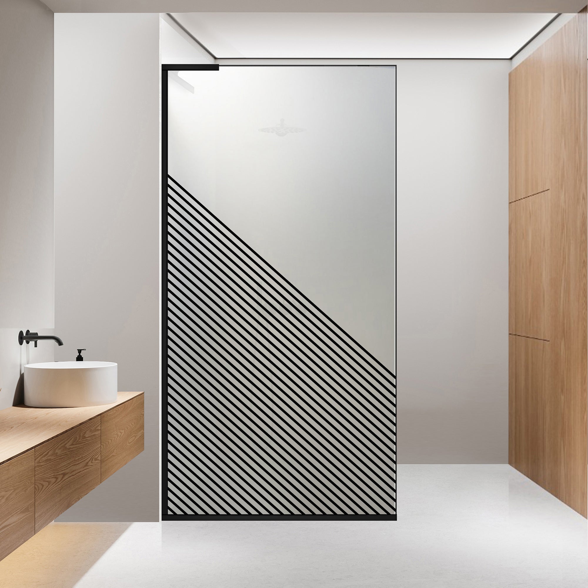 Paravan dus Walk-in, Perete dus Inox, #Mat #Matt