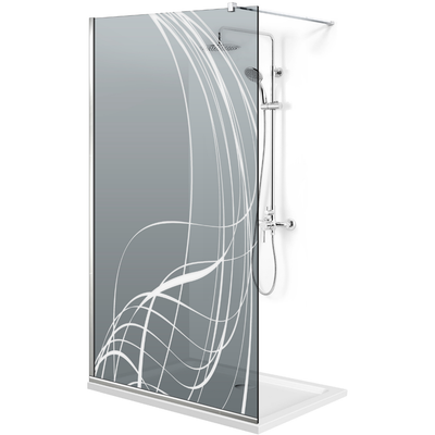 Paravan dus Walk-in, Perete dus  Inox, #Gri #Szürke