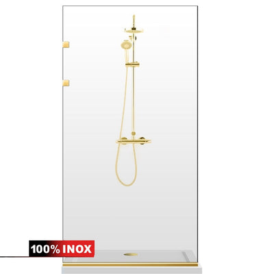 Paravan dus Walk-in, Perete dus Inox, auriu, #Clara #Víztiszta