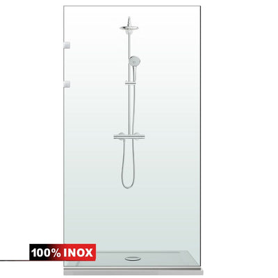 Paravento doccia walk-in Aqua Elegance ® INOX, ferramenta completamente in acciaio inox, vetro chiaro, temperato