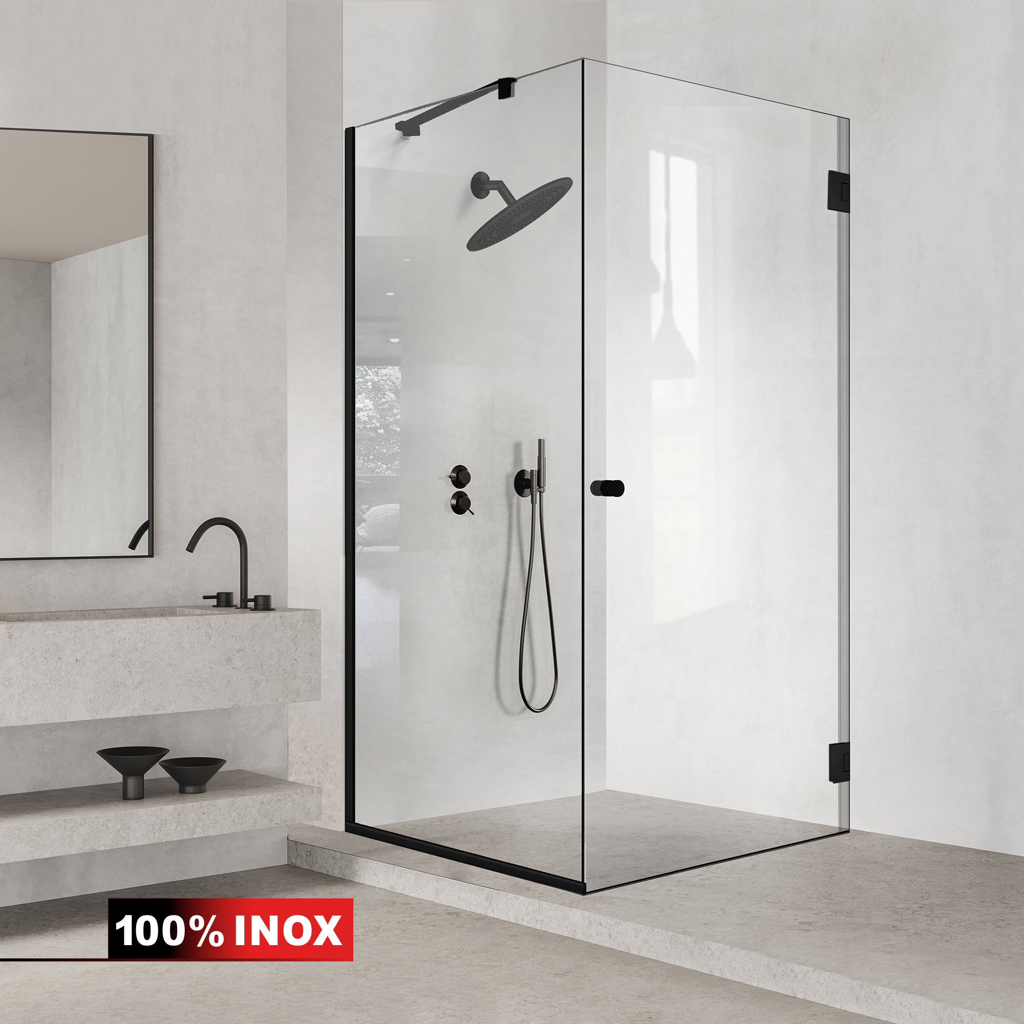 Cabina doccia con porta battente #Trasparente