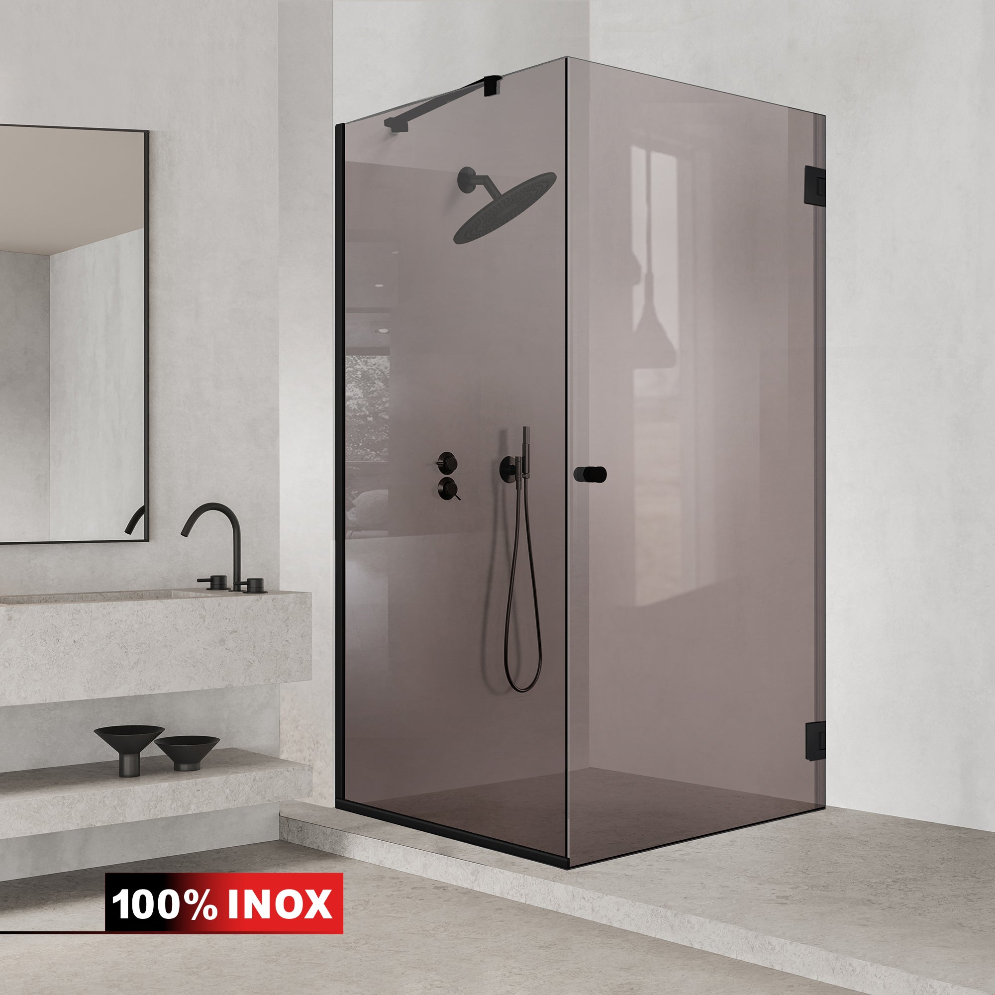 Cabina doccia con porta battente #Bronzo