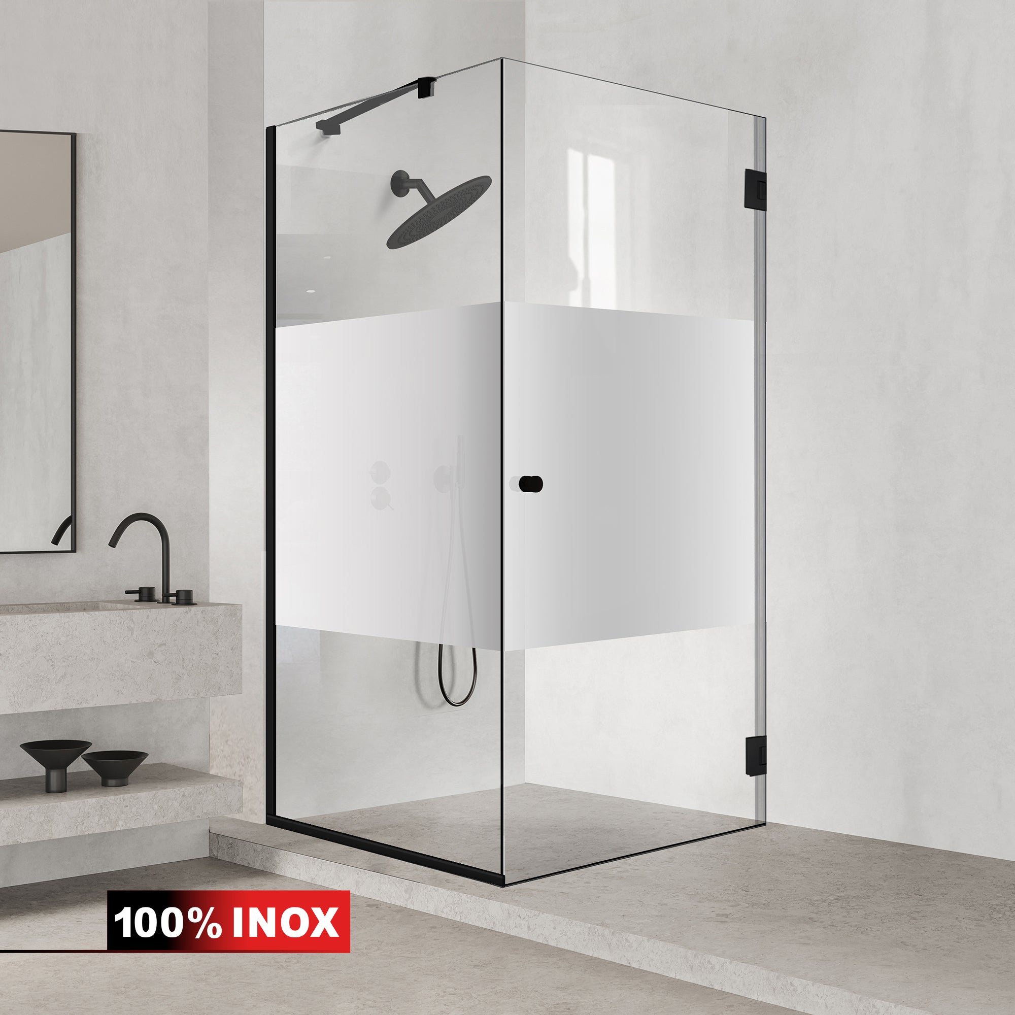 Cabina doccia con porta battente #Trasparente
