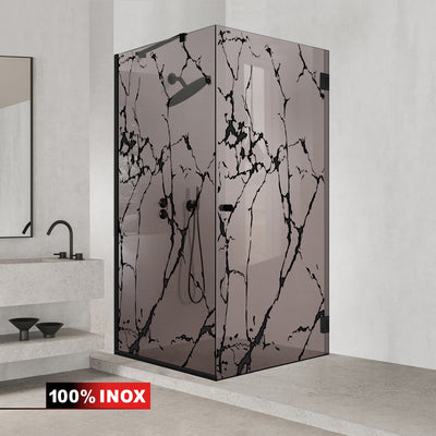 Cabina doccia con porta battente #Bronzo