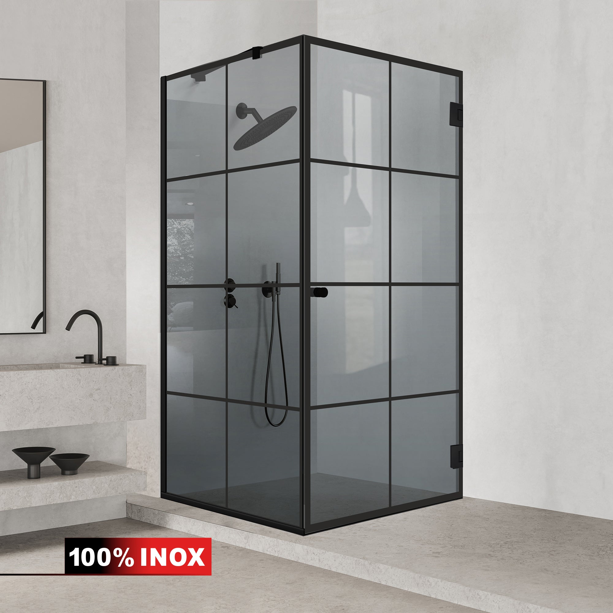 Cabina doccia con porta battente #Grigio