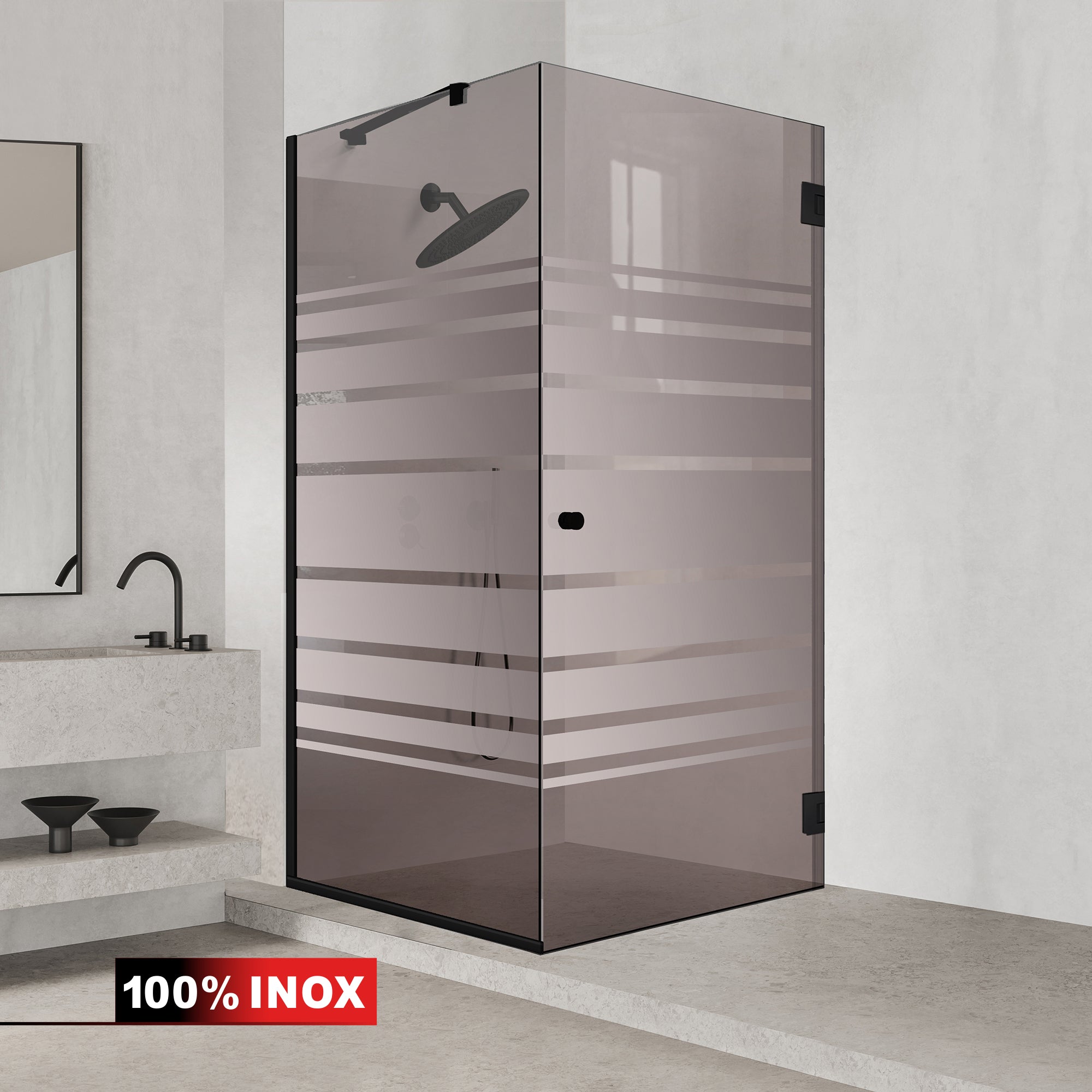 Cabina doccia con porta battente #Bronzo