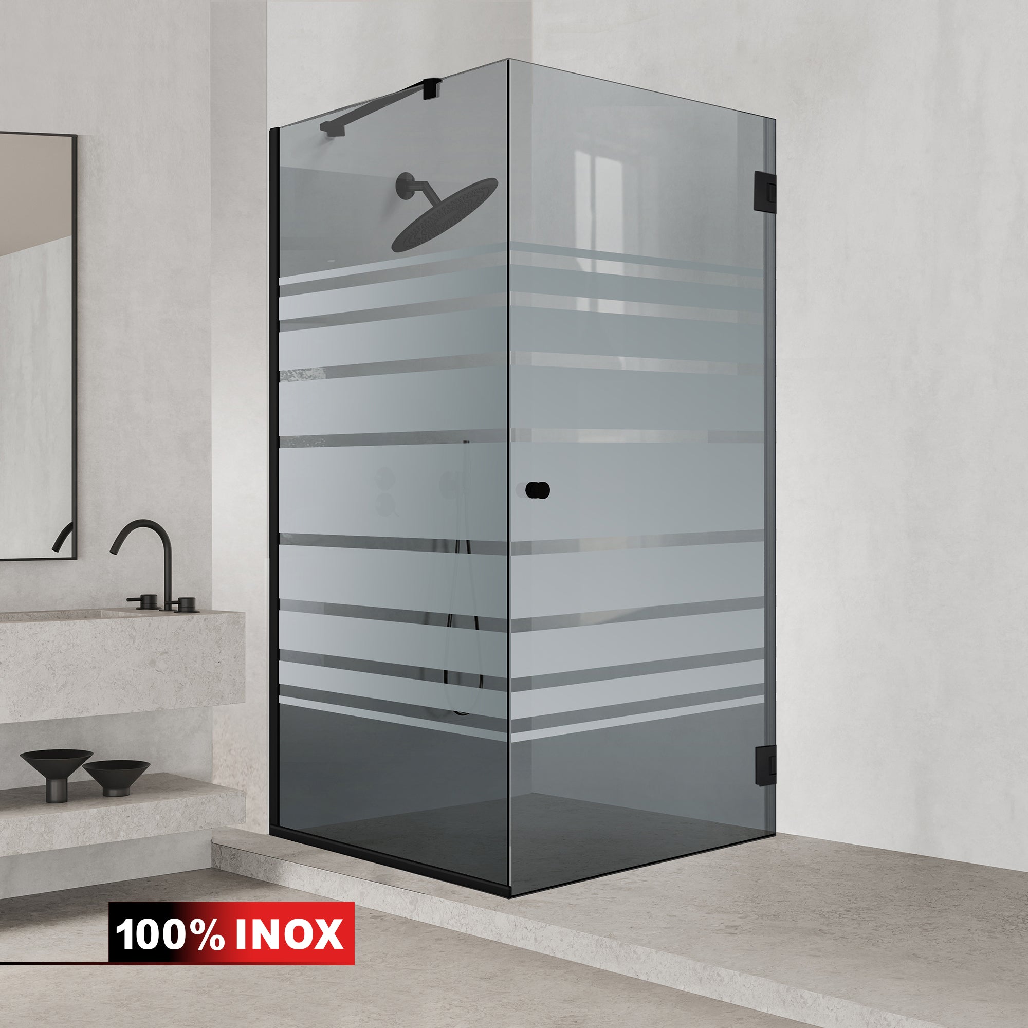Cabina doccia con porta battente #Grigio