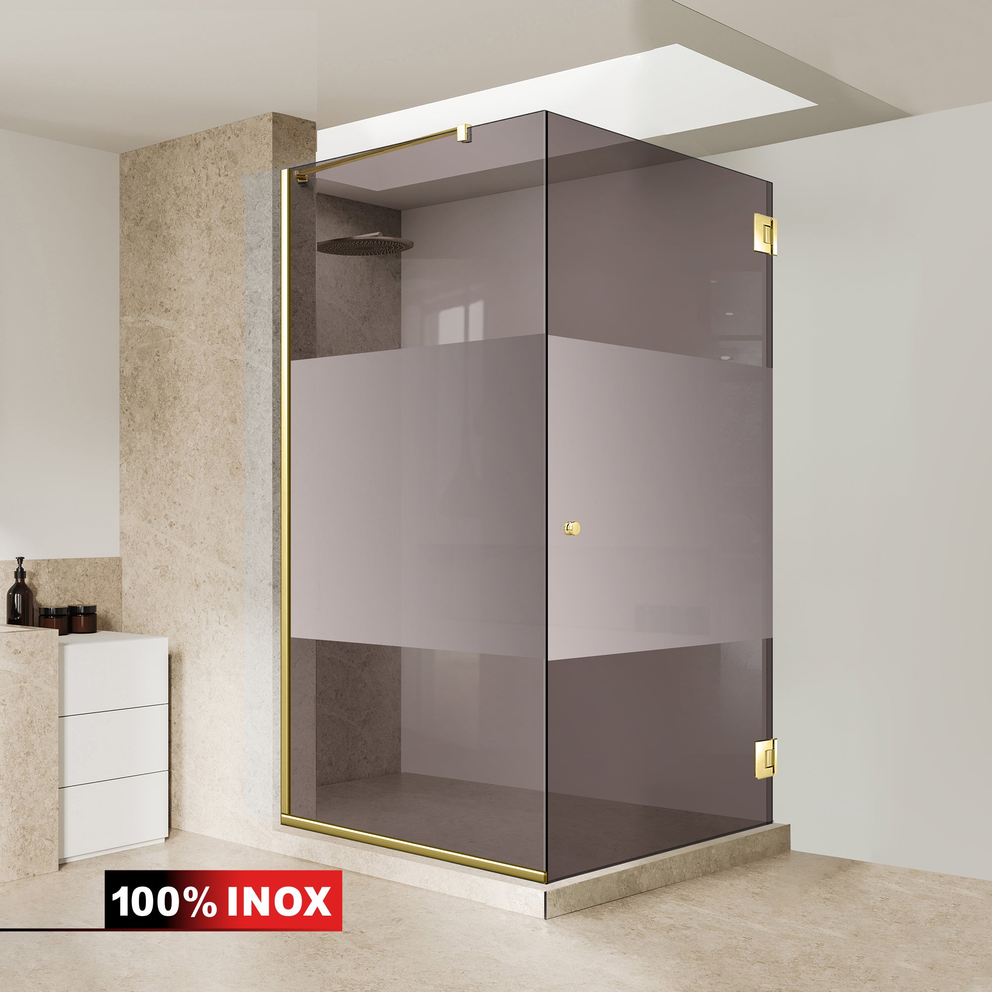 Shower enclosure with swing door #Bronze