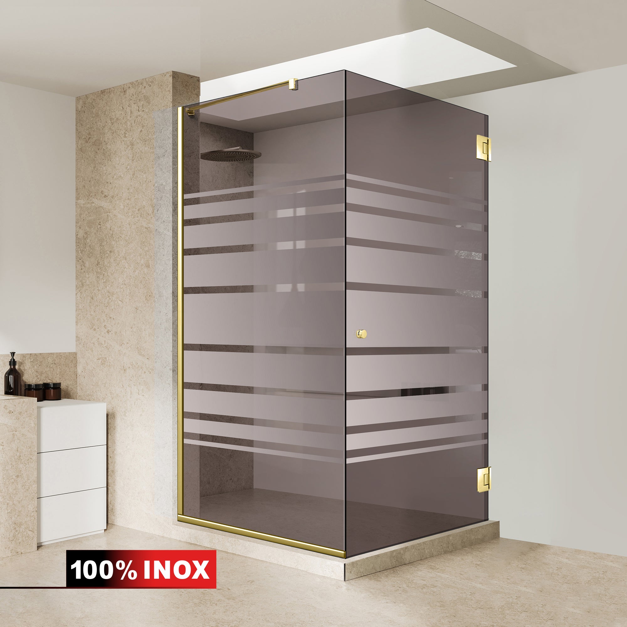 Cabina doccia con porta battente #Bronzo