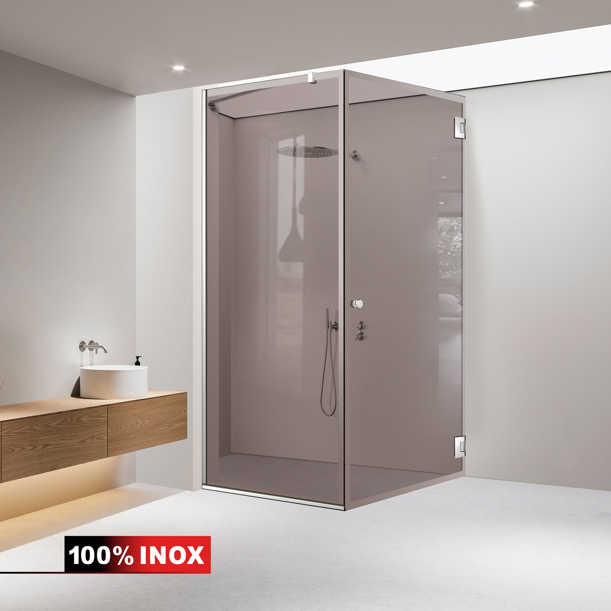 Cabina doccia con porta battente #Bronzo