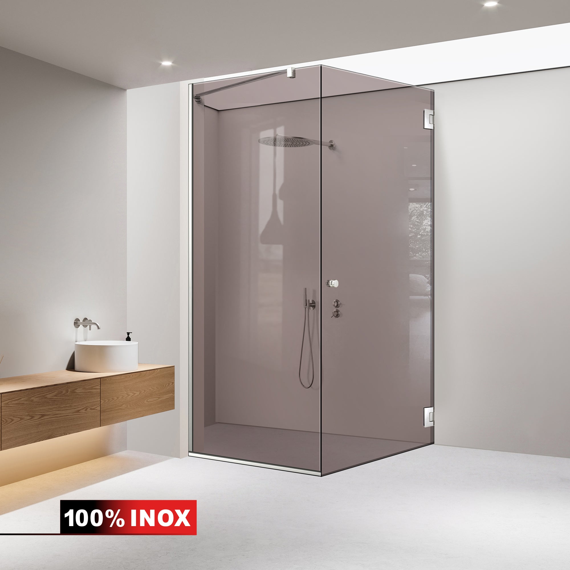 Cabina doccia con porta battente #Bronzo