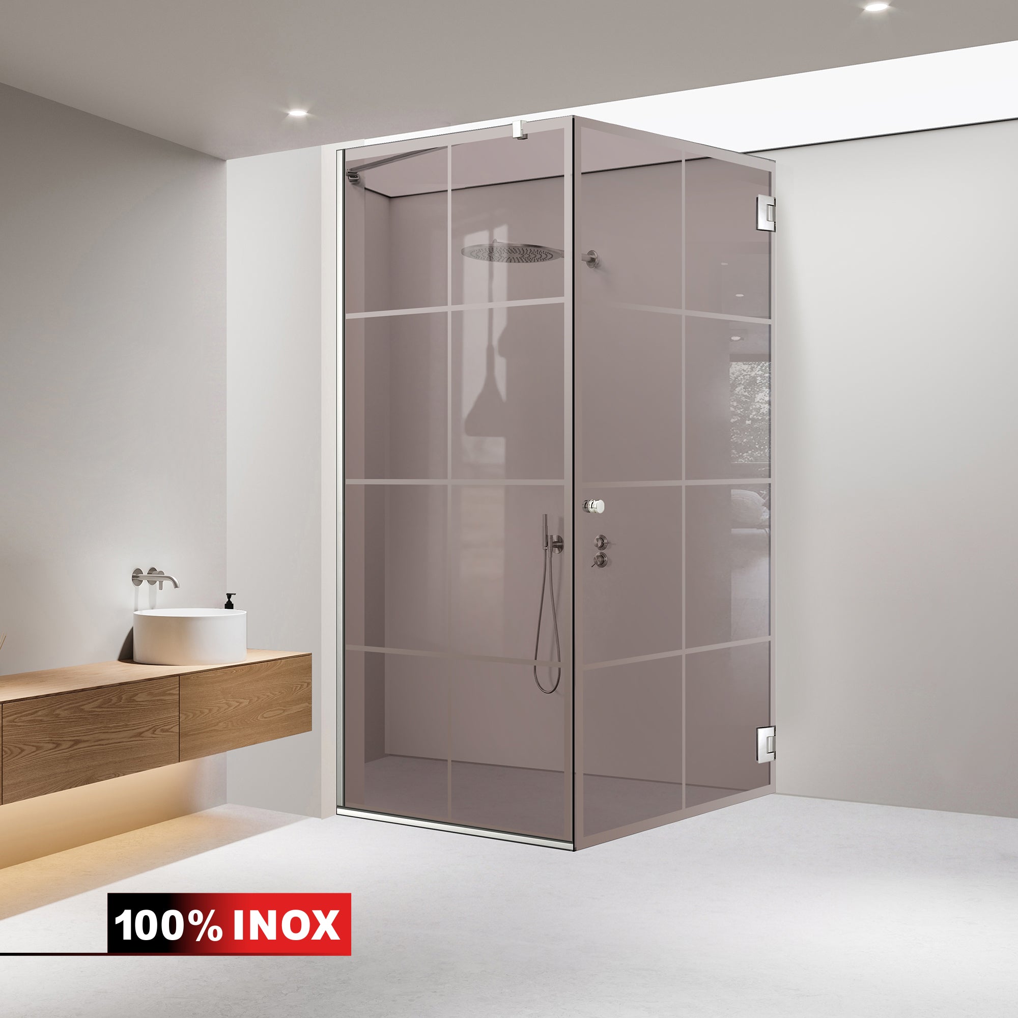 Cabina doccia con porta battente #Bronzo