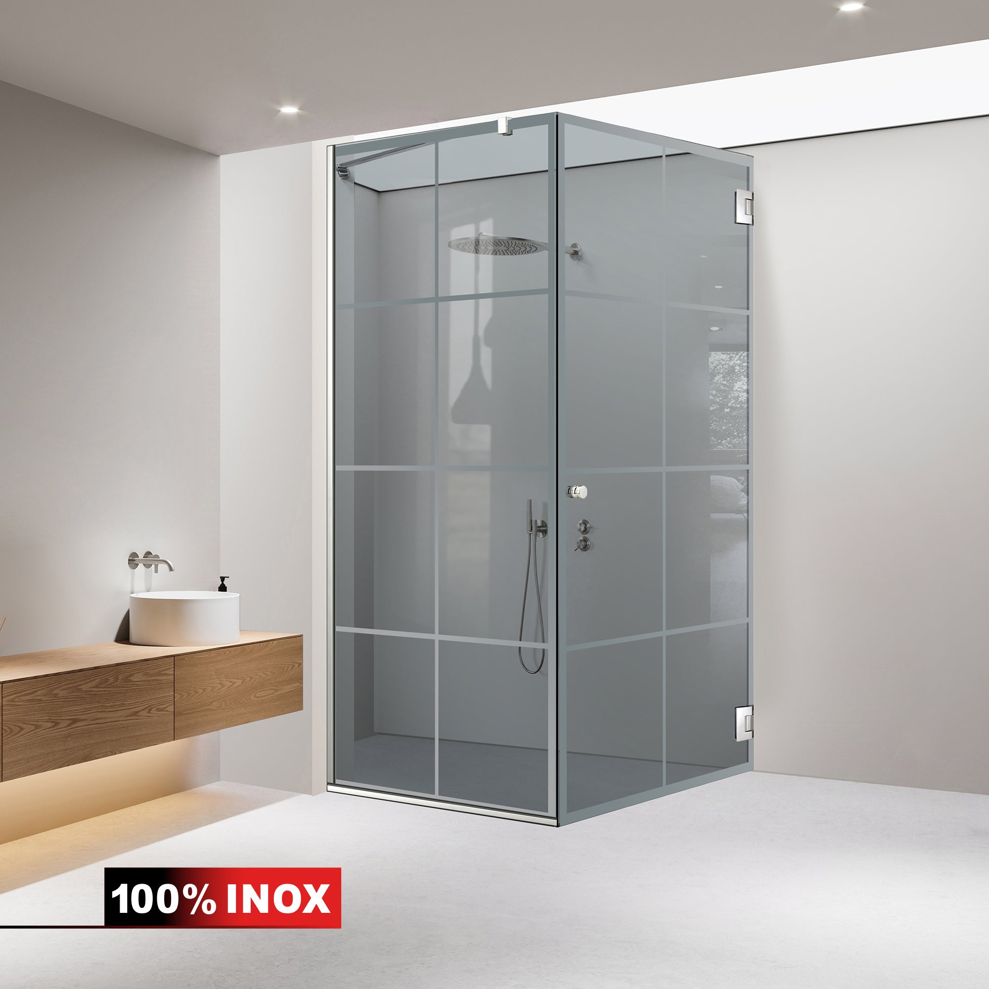 Cabina doccia con porta battente #Grigio