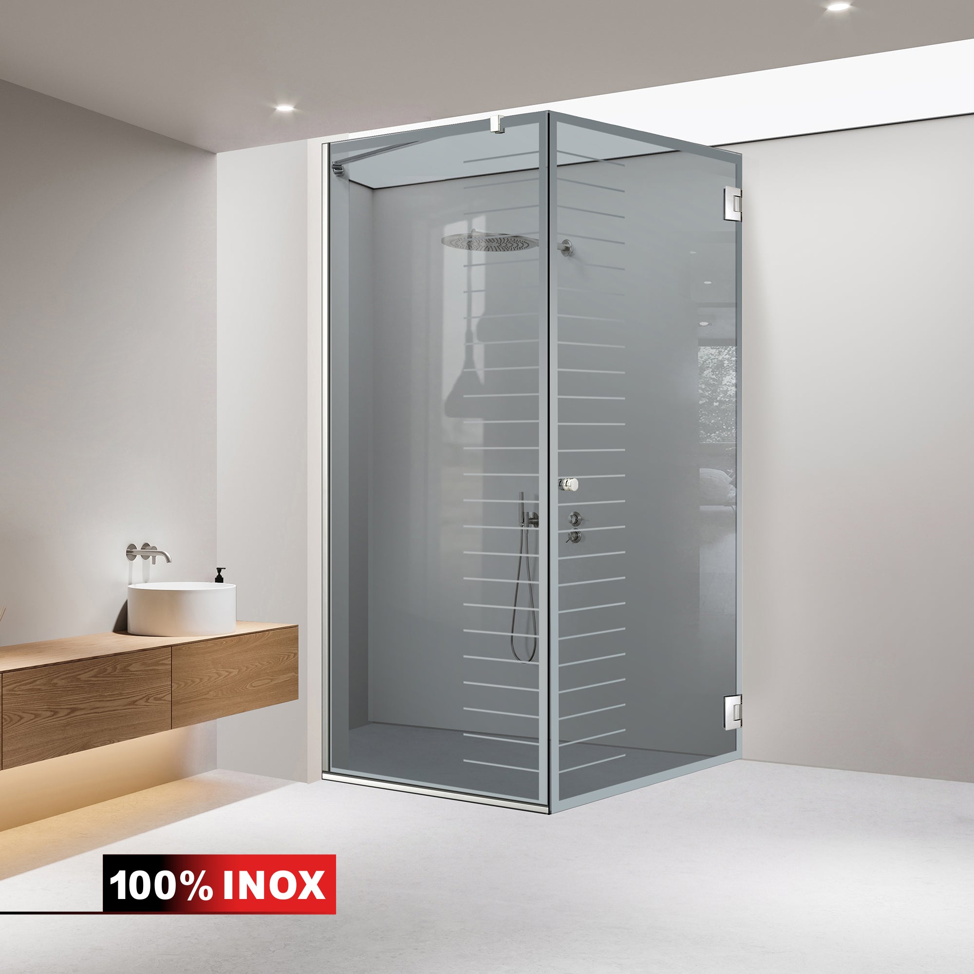 Cabina doccia con porta battente #Grigio
