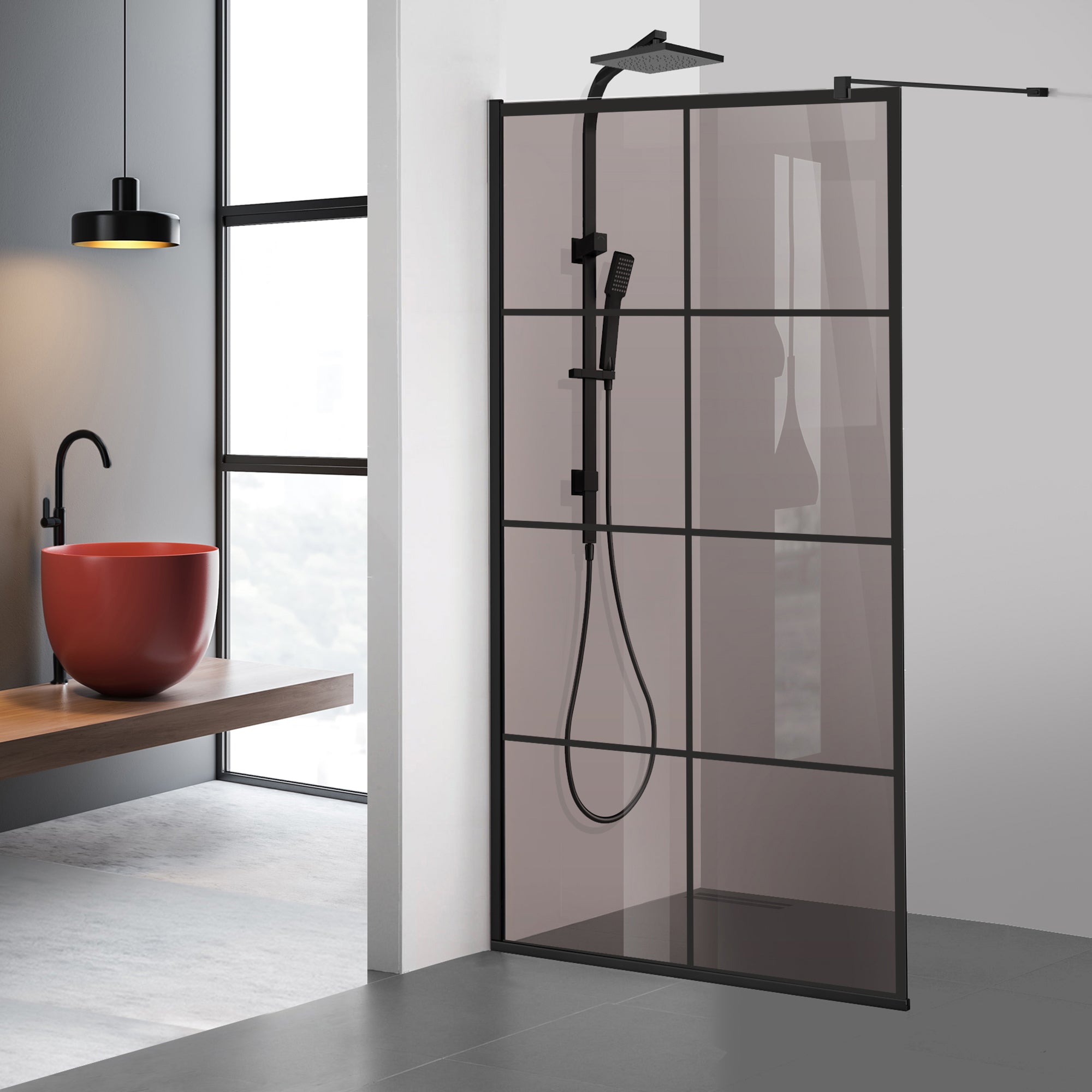 Paravan dus Walk-in, Perete dus  Negru, #Bronz #Bronz