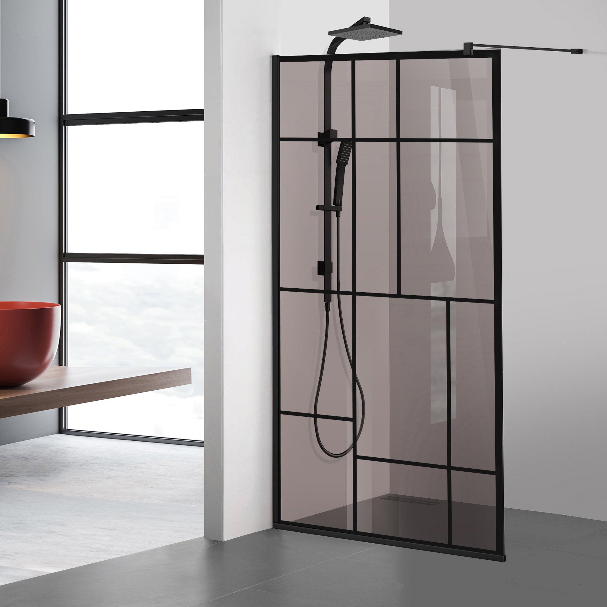 Paravan dus Walk-in, Perete dus  Negru, #Bronz #Bronz