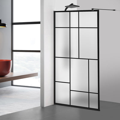 Paravan dus Walk-in, Perete dus  Negru, #Mat #Matt
