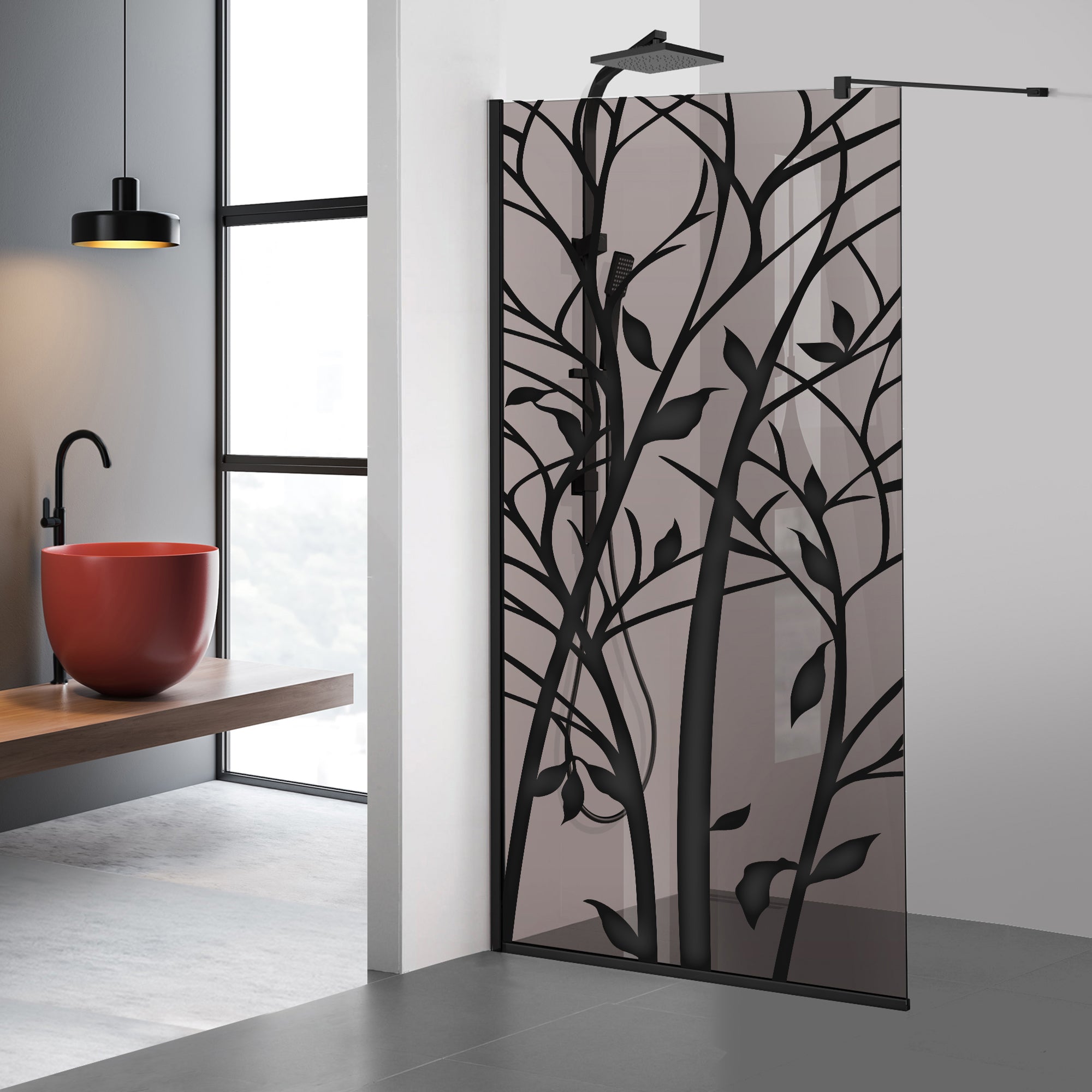 Paravan dus Walk-in, Perete dus  Negru, #Bronz #Bronz