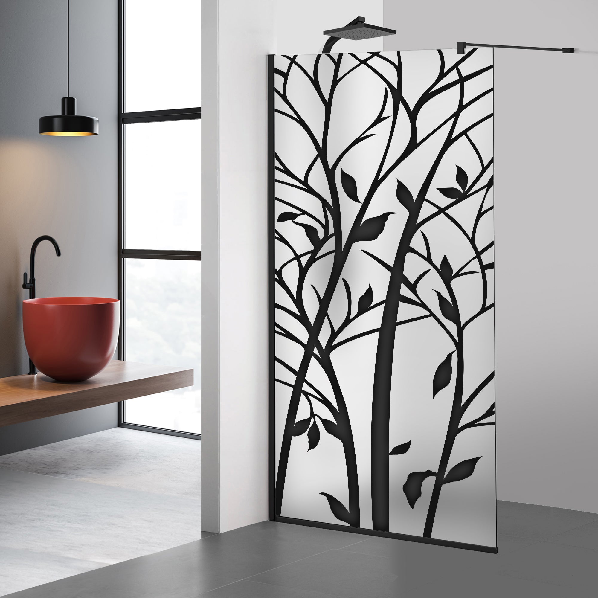 Paravan dus Walk-in, Perete dus  Negru, #Mat #Matt