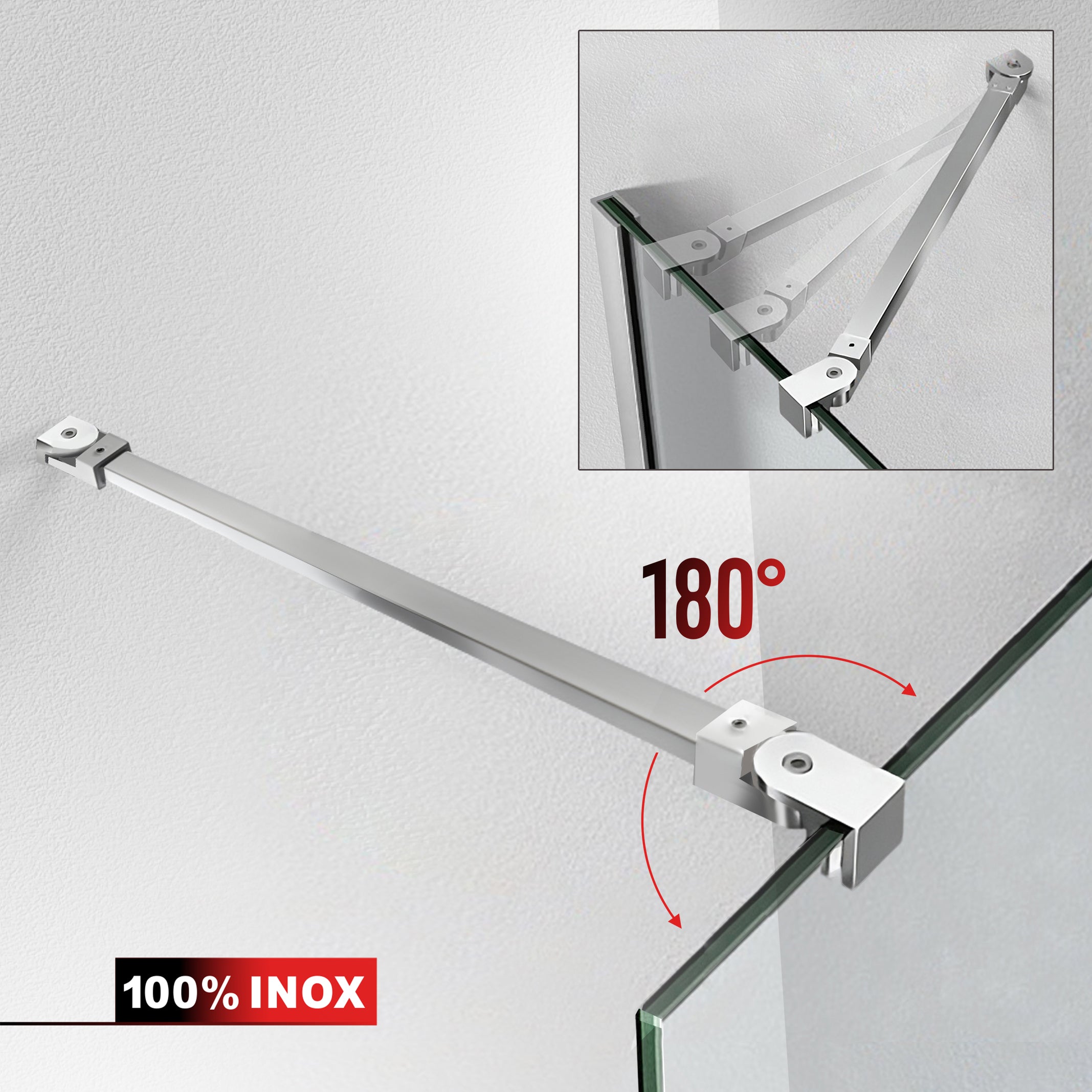 Paravan dus Walk-in, Perete dus  Inox, #Clara #Víztiszta