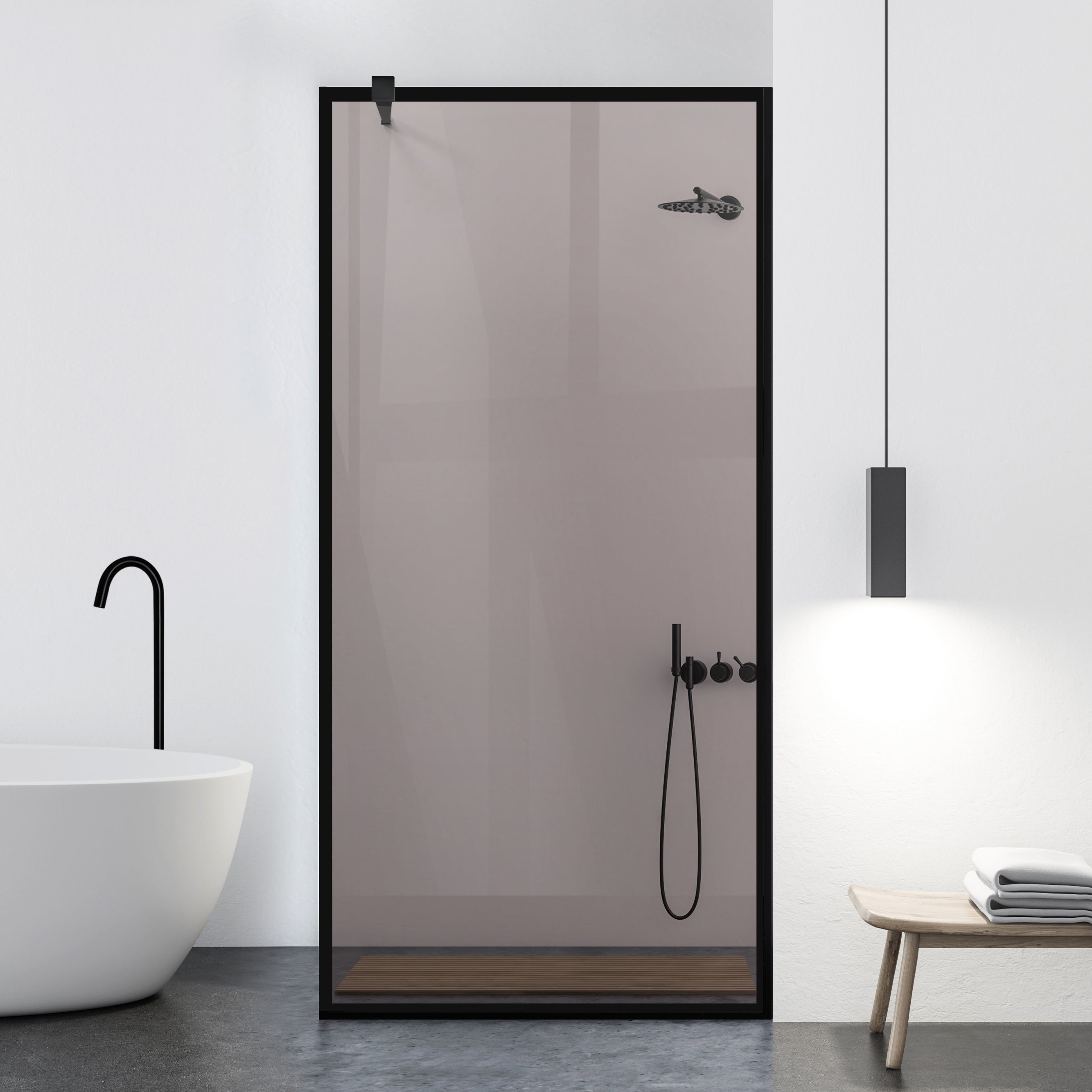 Paravan dus Walk-in, Perete dus  Negru, #Bronz #Bronz