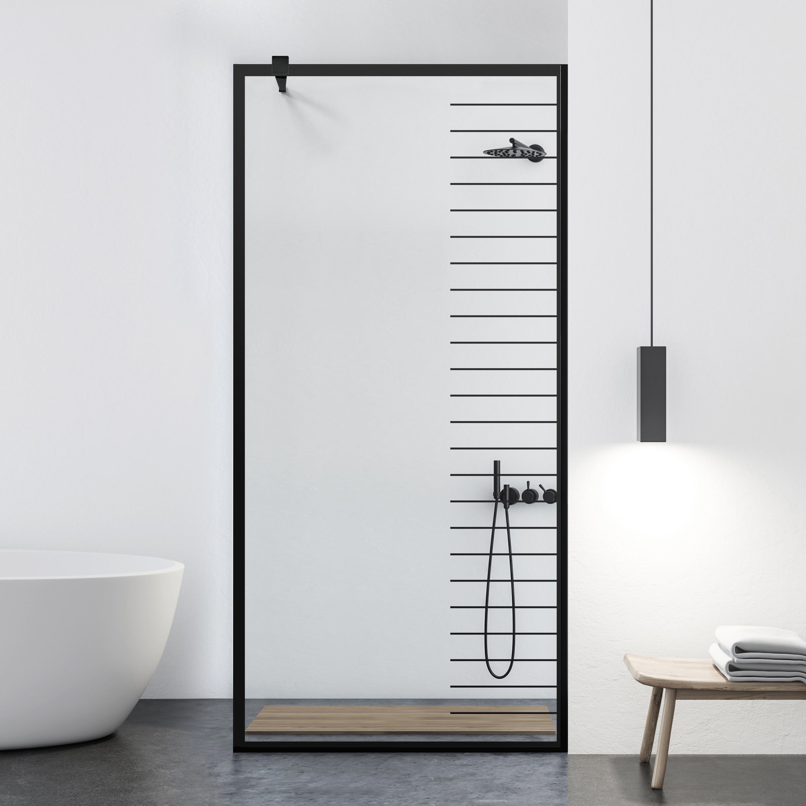 Paravan dus Walk-in, Perete dus Negru, #Clara #Víztiszta
