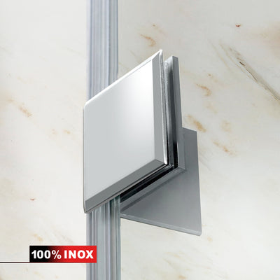 Paravento doccia walk-in Aqua Elegance ® INOX, ferramenta completamente in acciaio inox, vetro chiaro, temperato