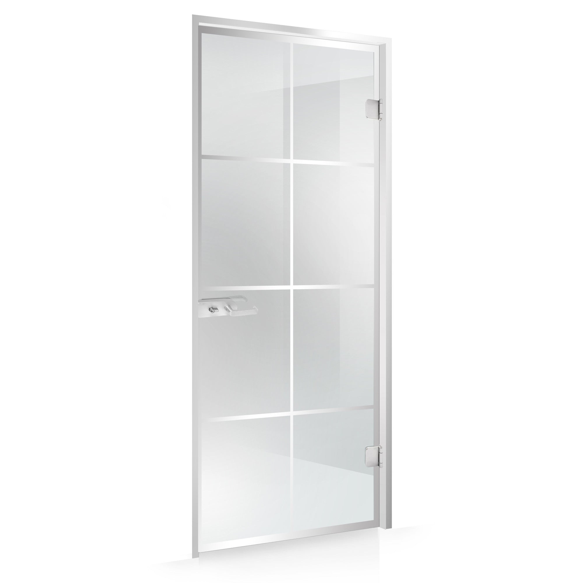 Porta battente Studio Silver, modello Rezidence per vano con telaio L per interno, vetro 8 mm, temperato