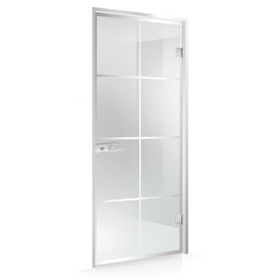 Porta battente Studio Silver, modello Rezidence per vano con telaio L per interno, vetro 8 mm, temperato