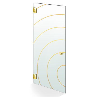 Hinged glass door gold, #Satiné
