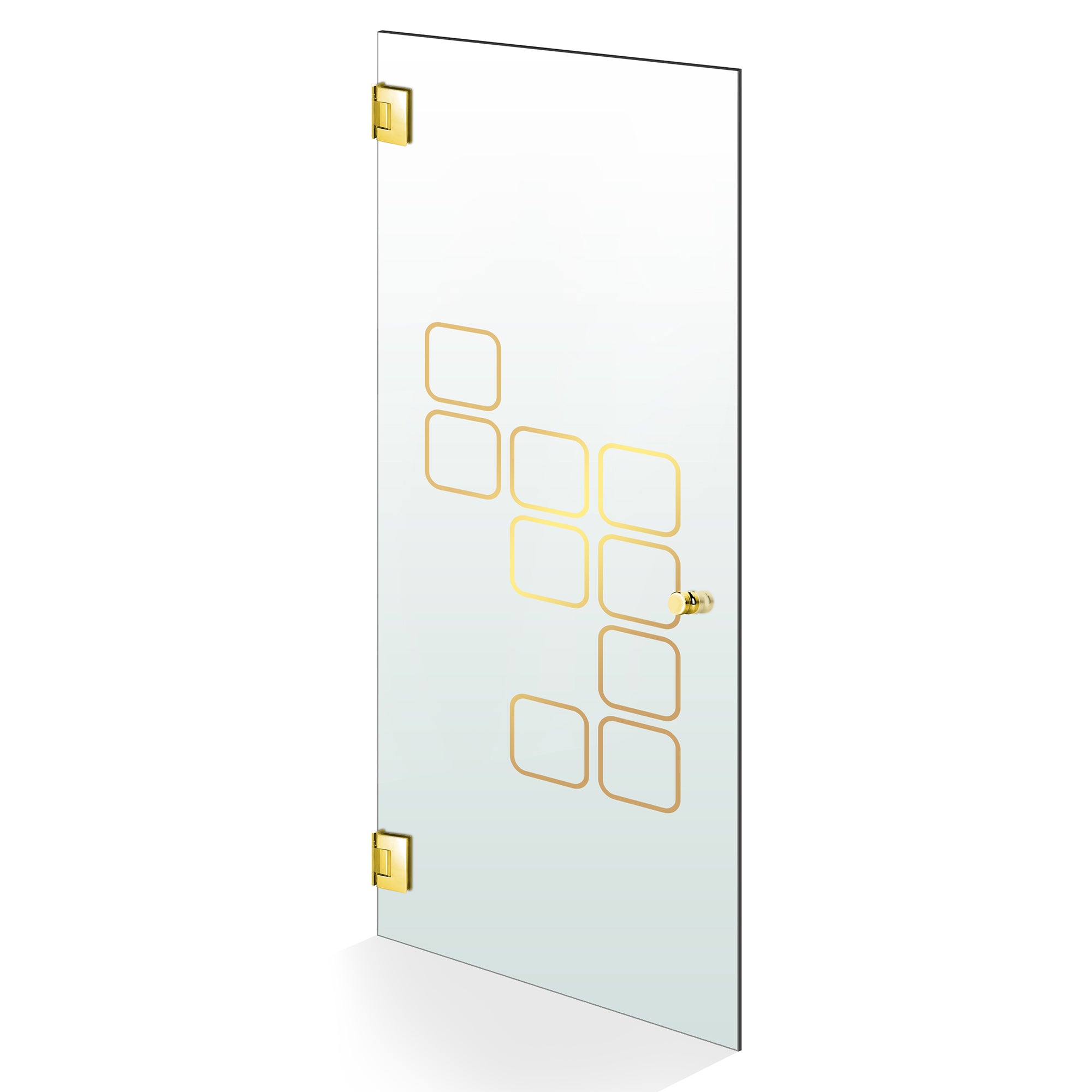 Hinged glass door gold, #Satiné