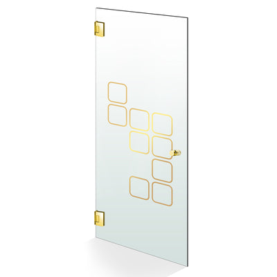 Hinged glass door gold, #Satiné
