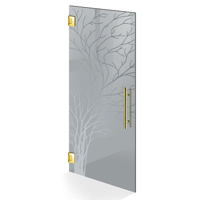 Porta in vetro battente oro, #Grigio