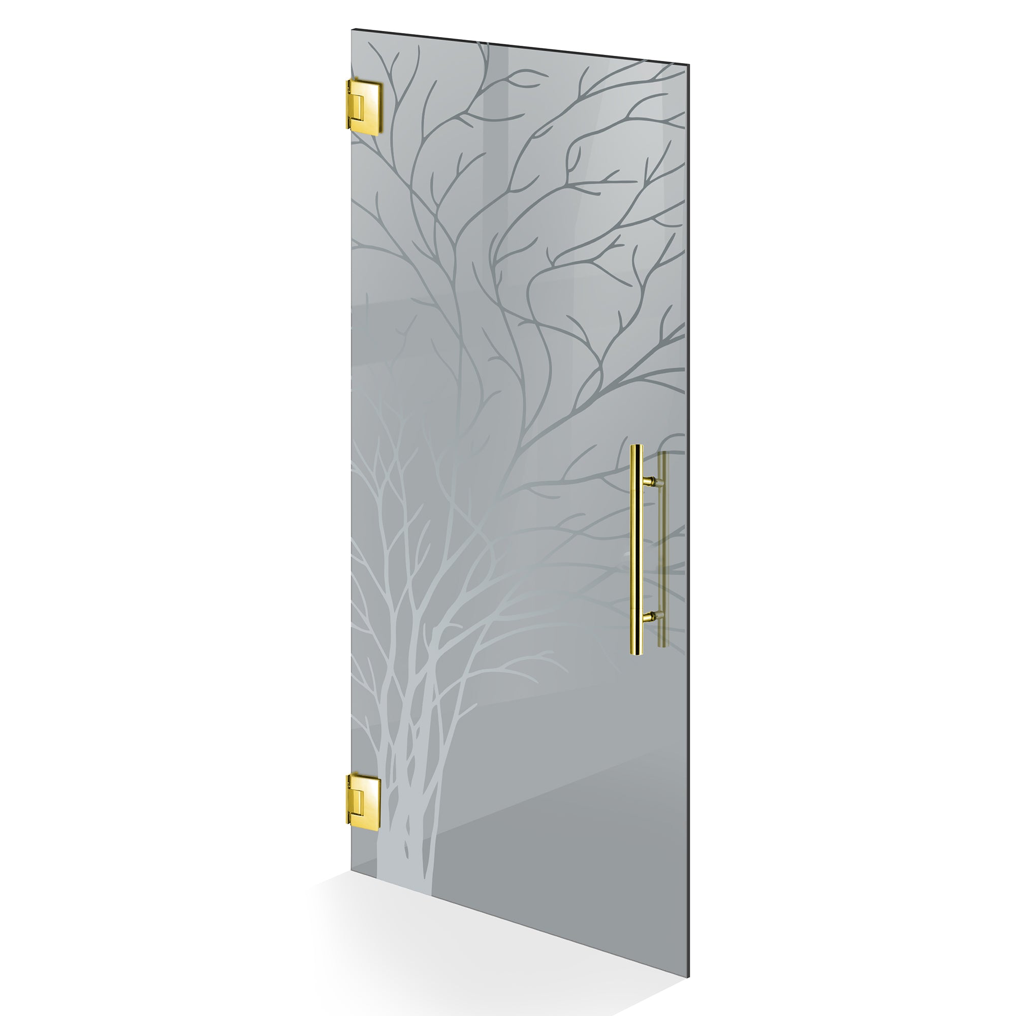 Porta in vetro battente oro, #Grigio