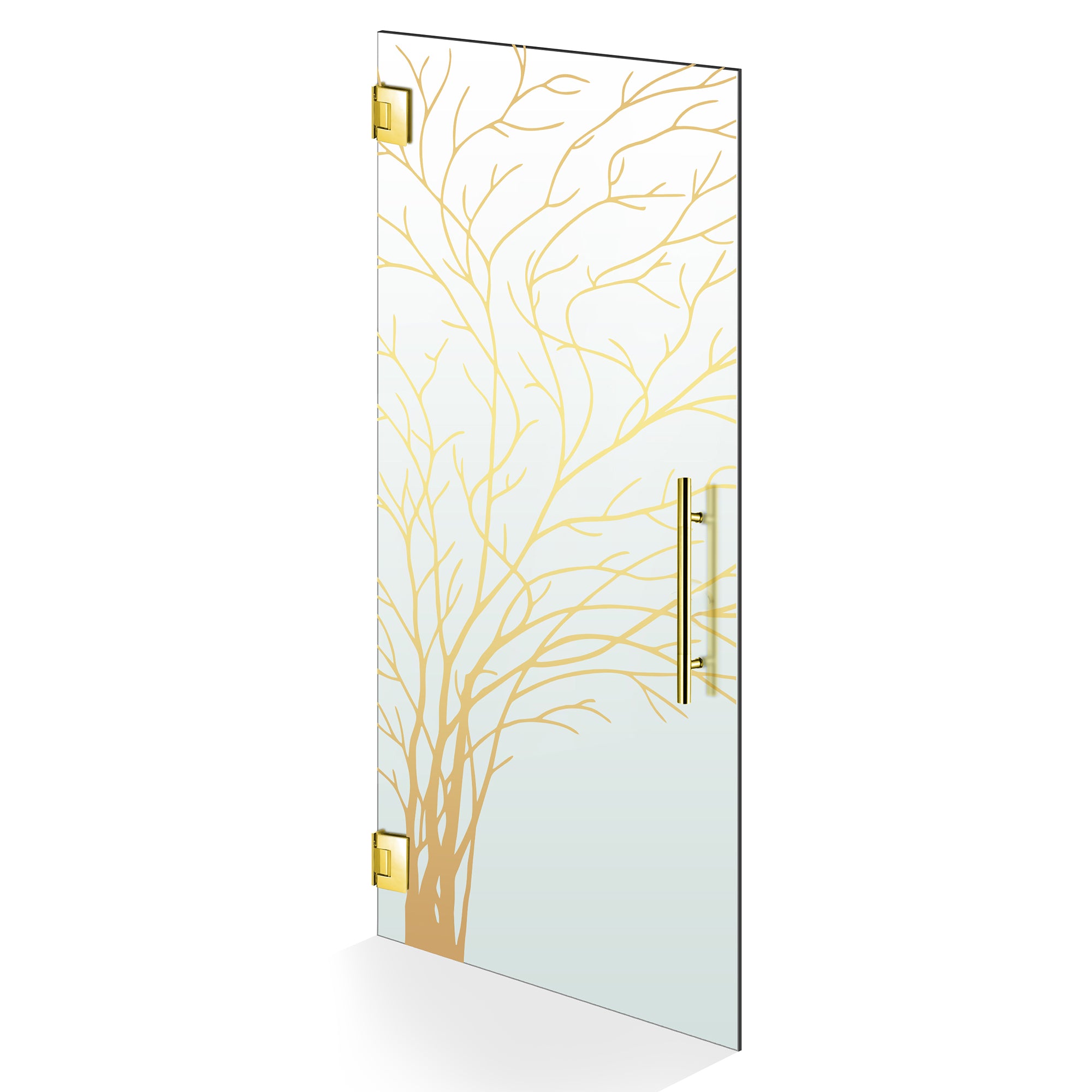 Porta in vetro battente oro, #Satinato