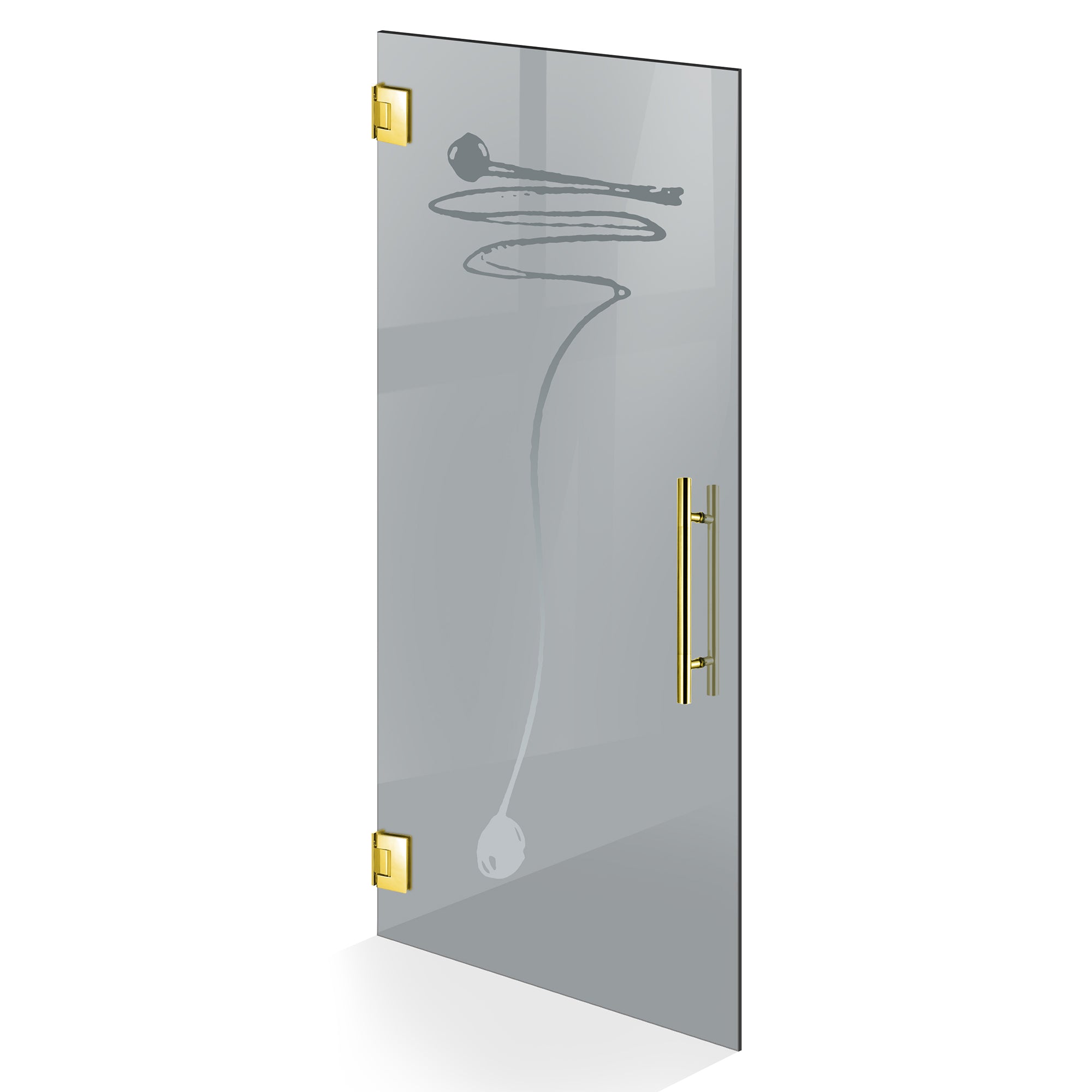 Porta in vetro battente oro, #Grigio