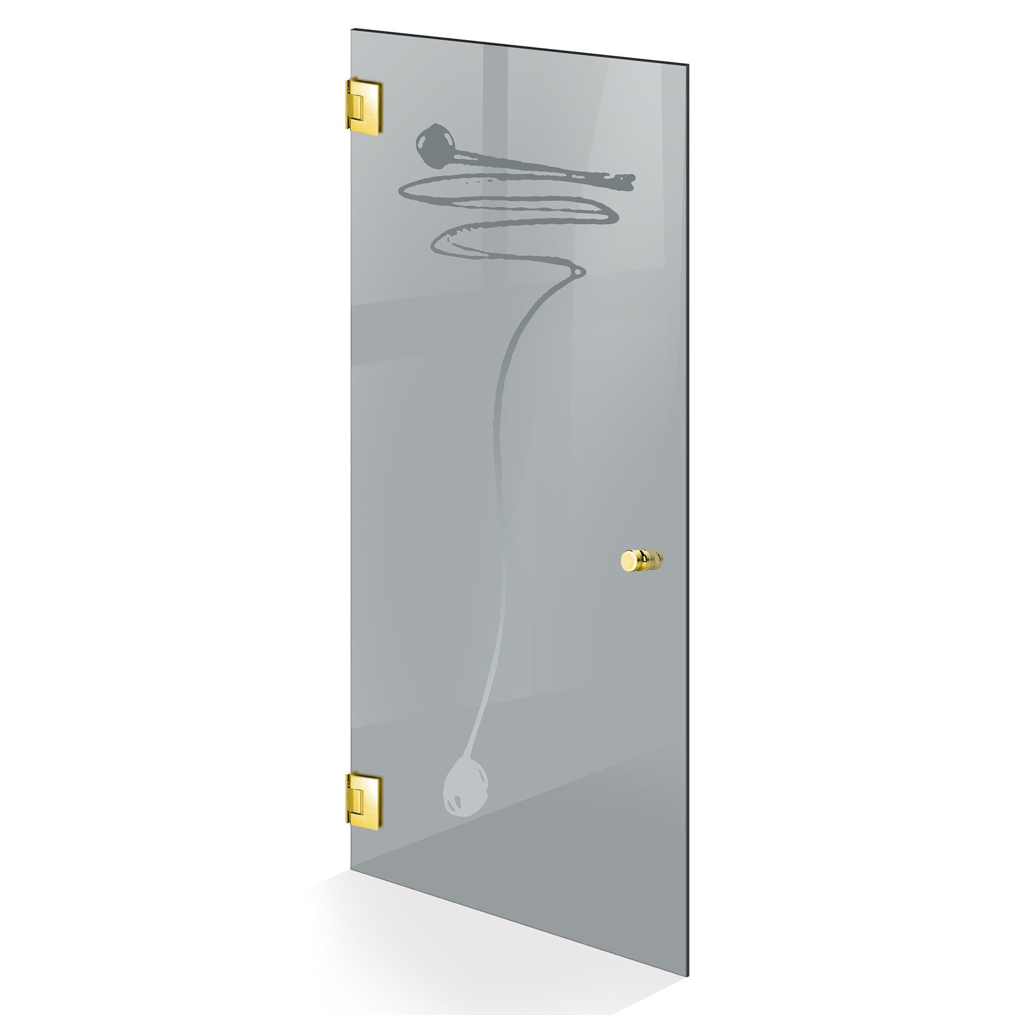 Porta in vetro battente oro, #Grigio
