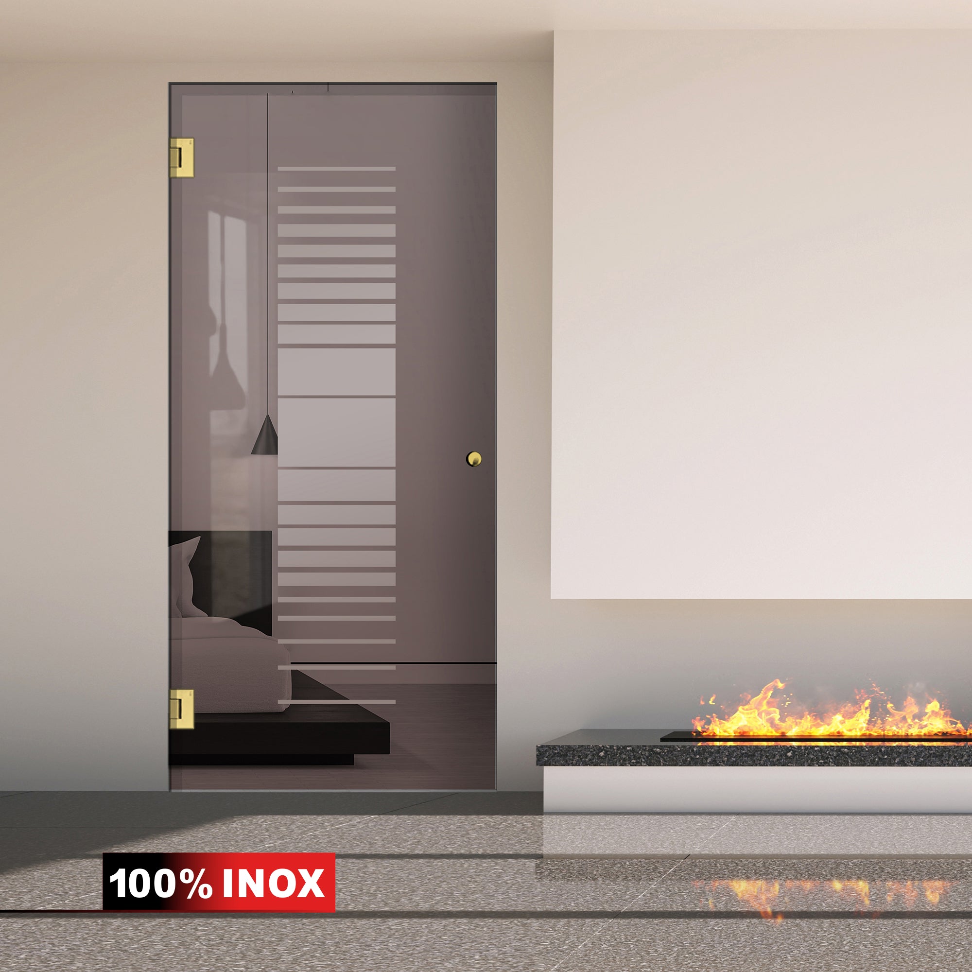 Hinged glass door gold, #Bronze