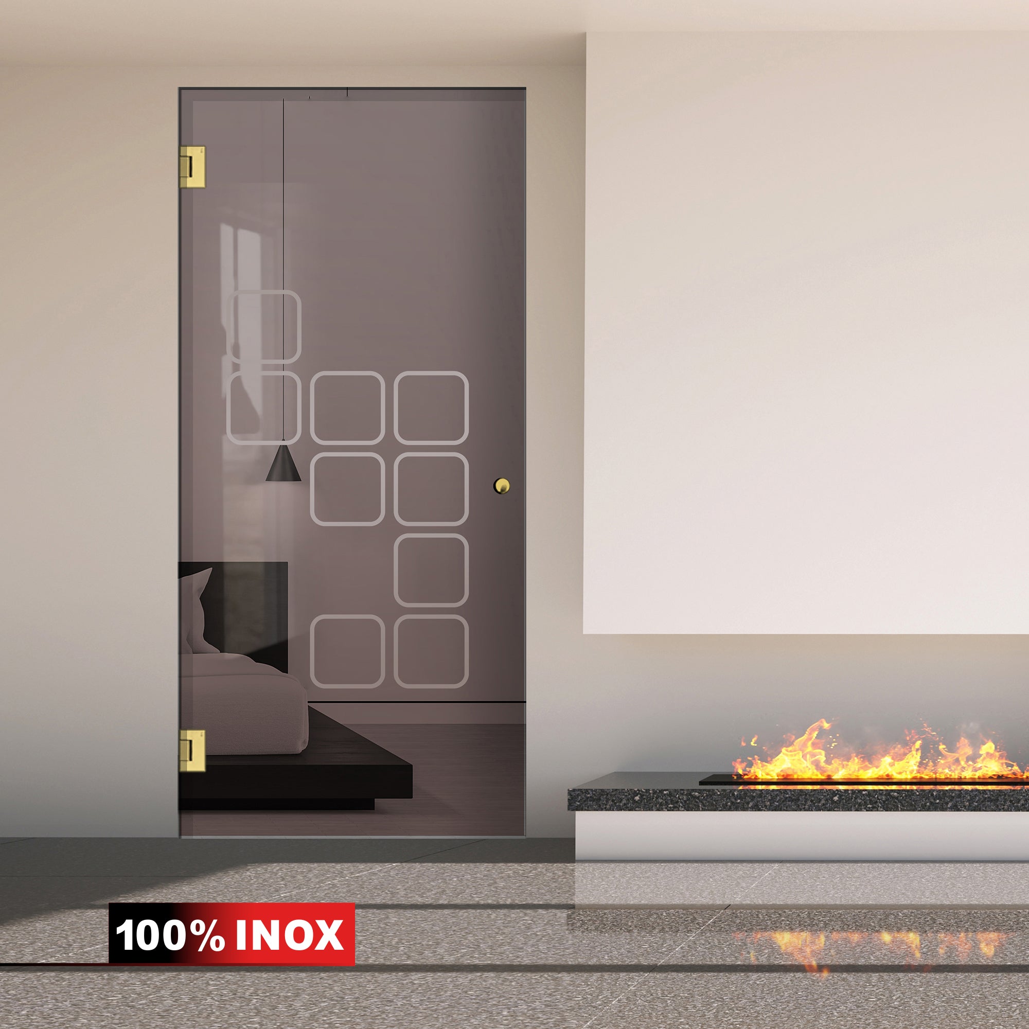 Hinged glass door gold, #Bronze