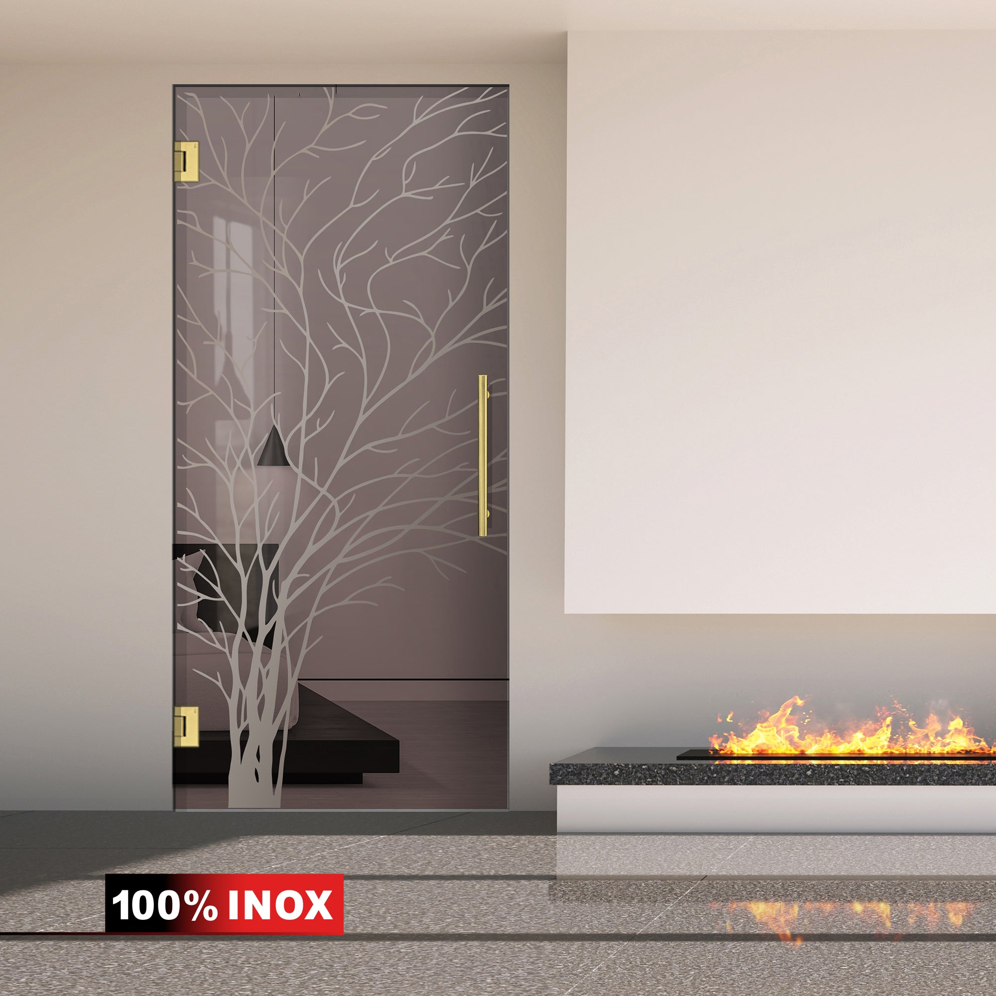 Porta in vetro battente oro, #Bronzo