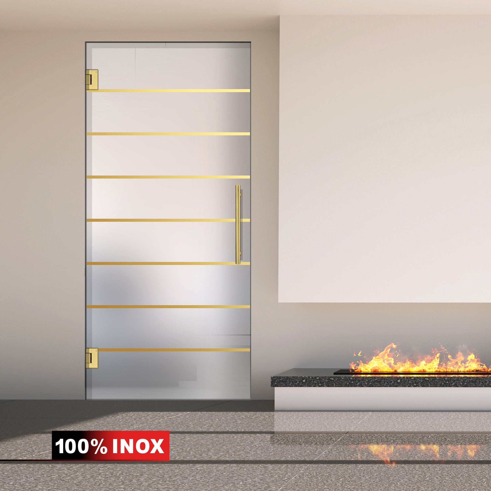 Porta in vetro battente oro, #Satinato
