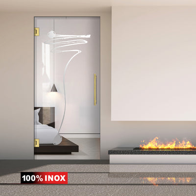 Porta in vetro battente oro, #Trasparente